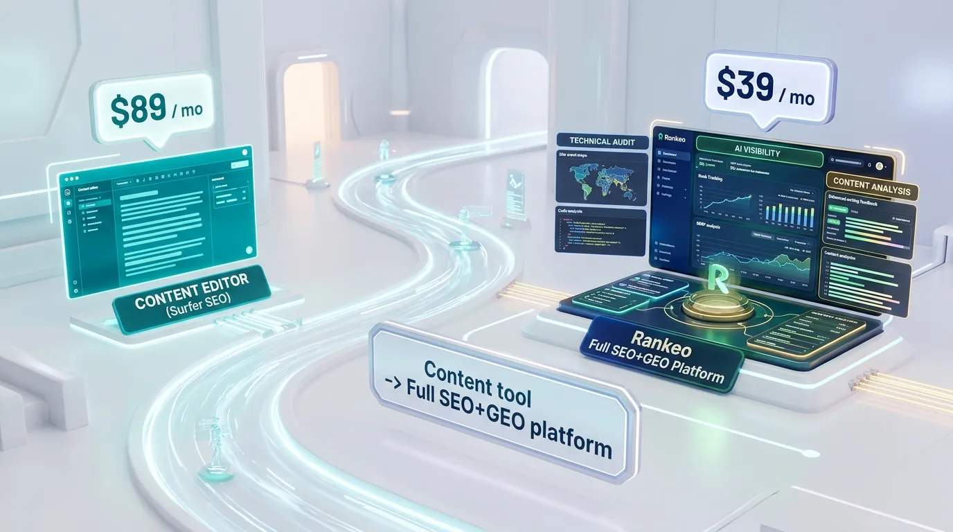 Best Surfer SEO alternative — Rankeo combines SEO audit with AI visibility tracking