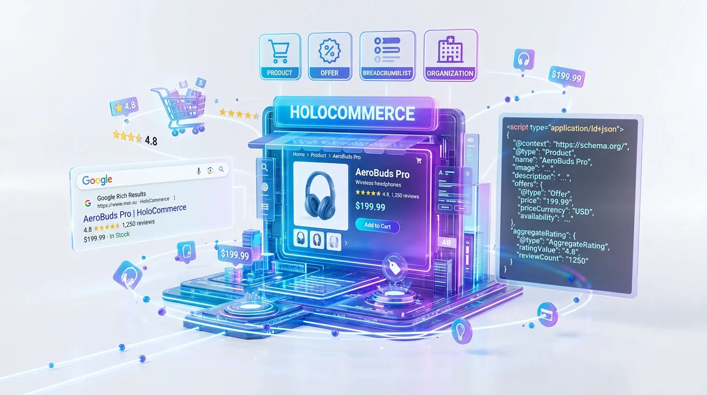 Schema markup guide for E-Commerce — JSON-LD structured data setup for Google Rich Results and AI engine visibility