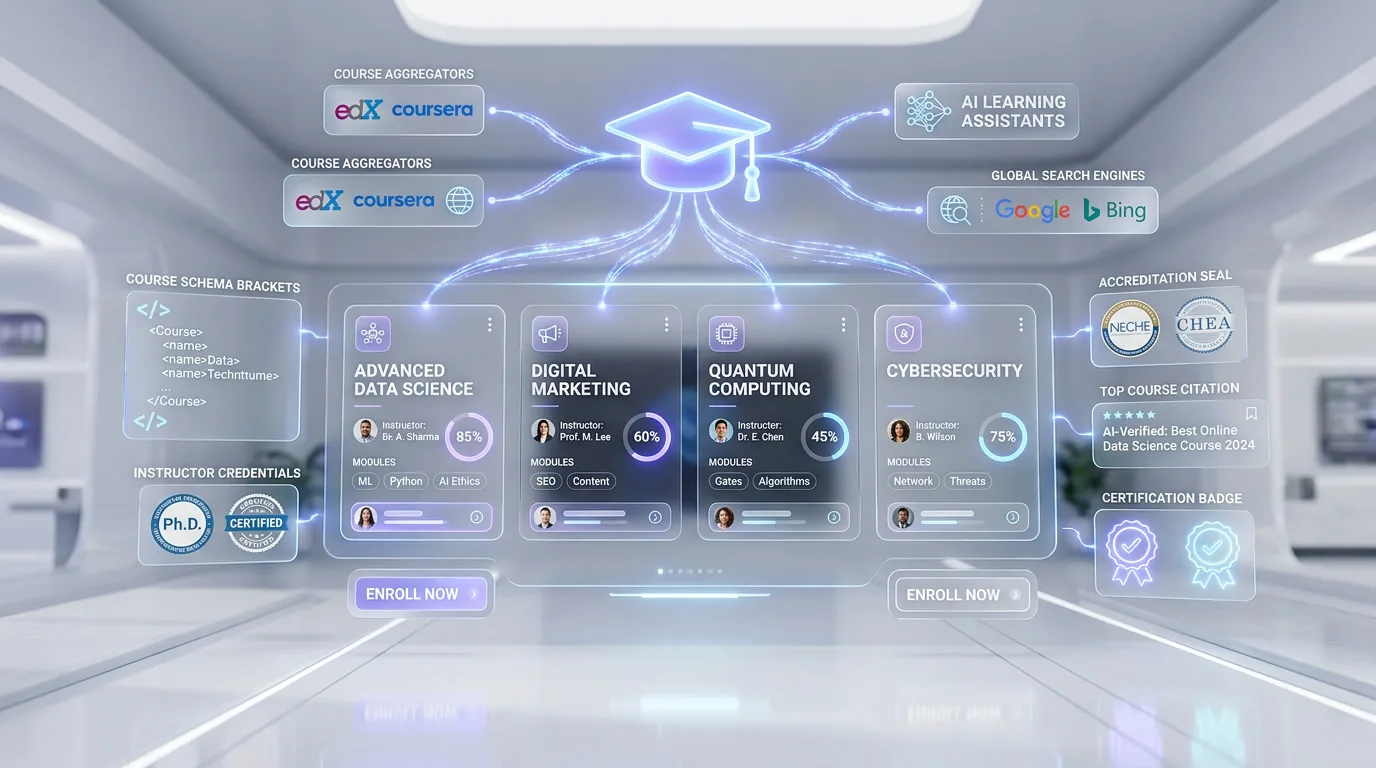Education SEO and AI visibility optimization with course and organization schema