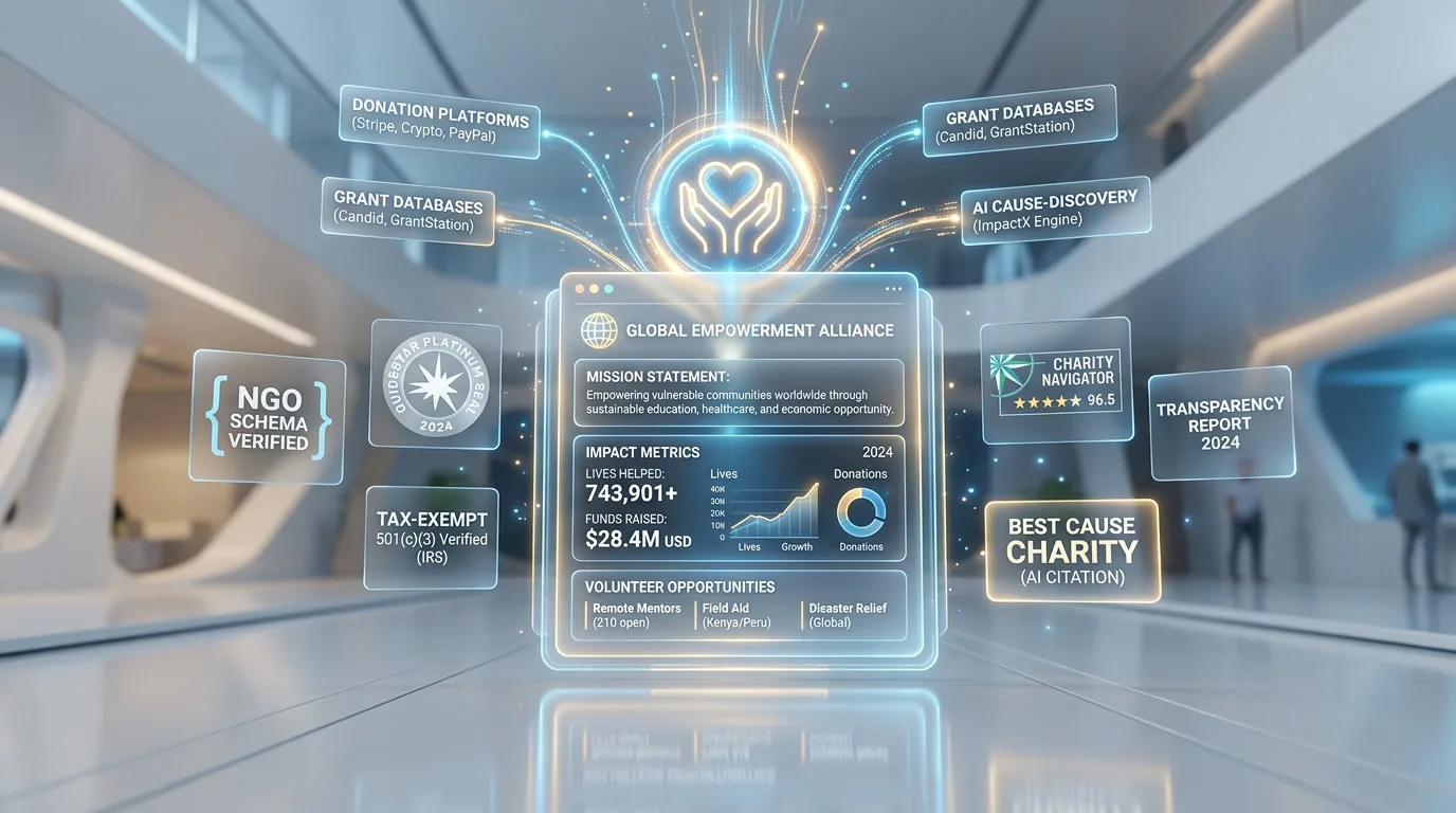 Nonprofit SEO and AI visibility optimization with NGO schema markup