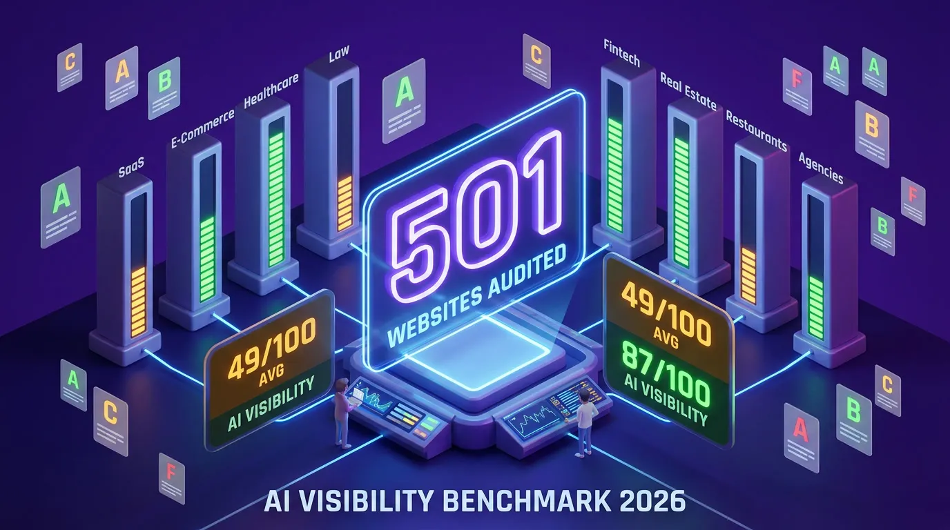 AI Visibility Benchmark 2026: We Audited 501 Websites — Here's How AI-Ready They Are (2026) — illustration