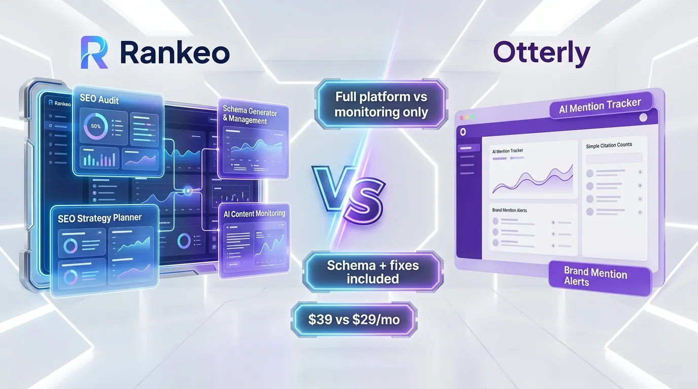 Rankeo vs Otterly comparison — SEO and AI visibility platform features side by side